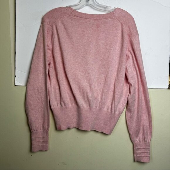 Lululemon Crossover Faux Wrap Cashmere Cotton Ribbed Sweater Top Knit Pink 10 - Picture 3 of 16